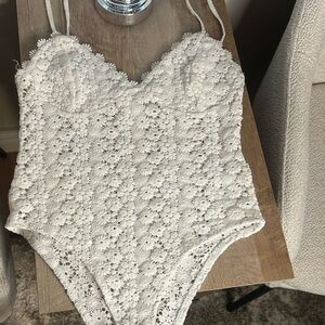 White Crochet Bodysuit
